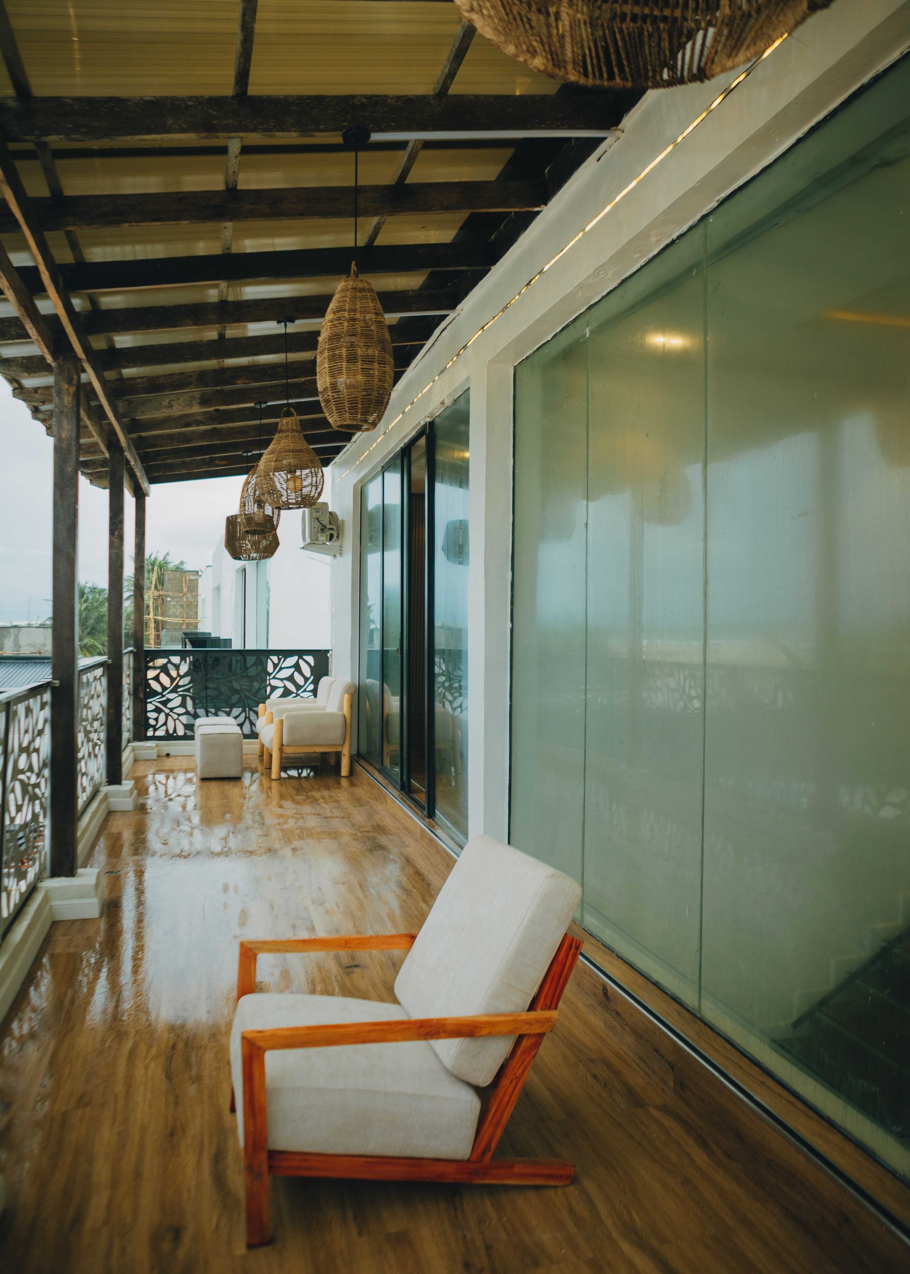 The upstairs verandah looking out over the terrace